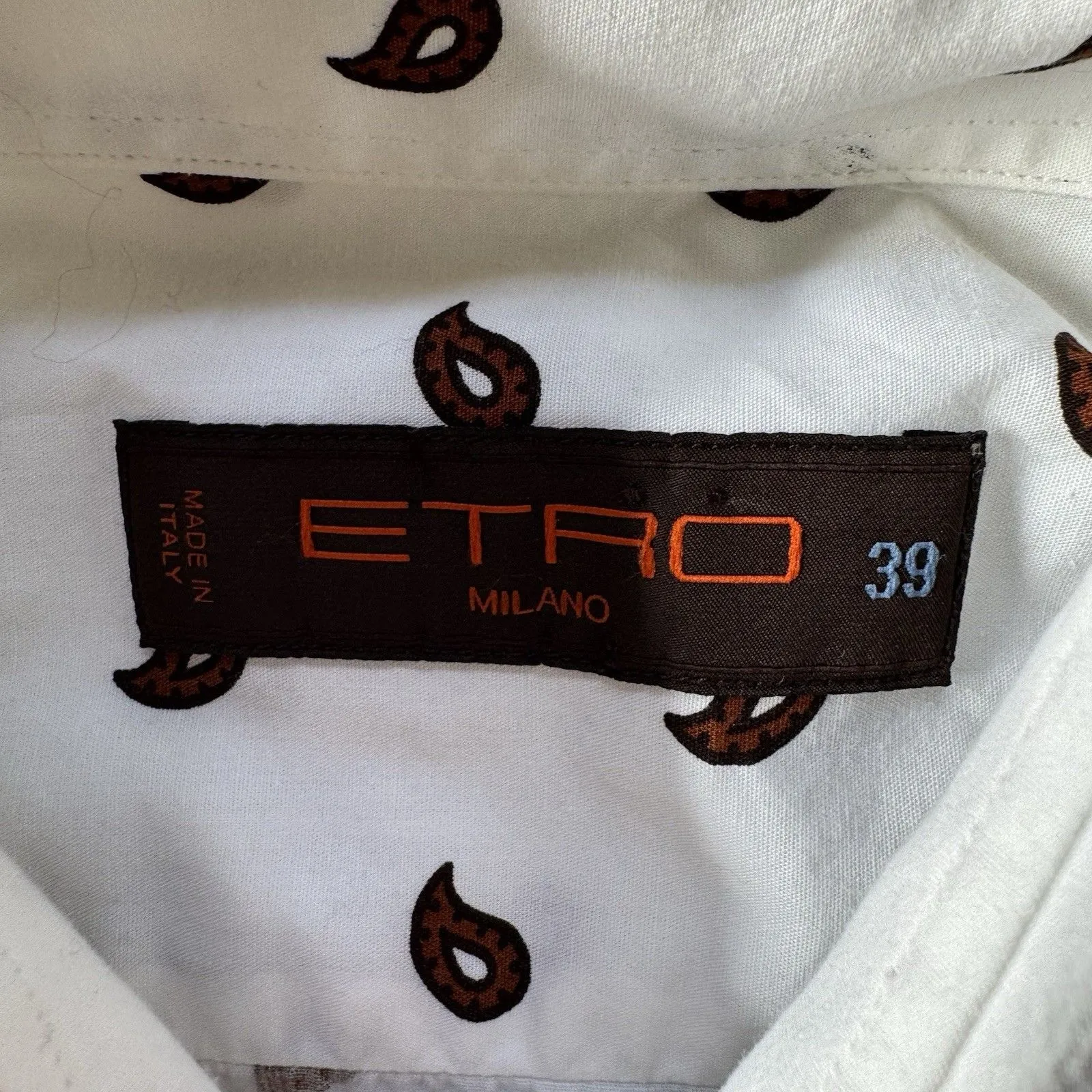 Etro Spa Shirt Womens 39 Paisley Button Down Cotton Designer Classic Italy Brown Size 8 - Image 4