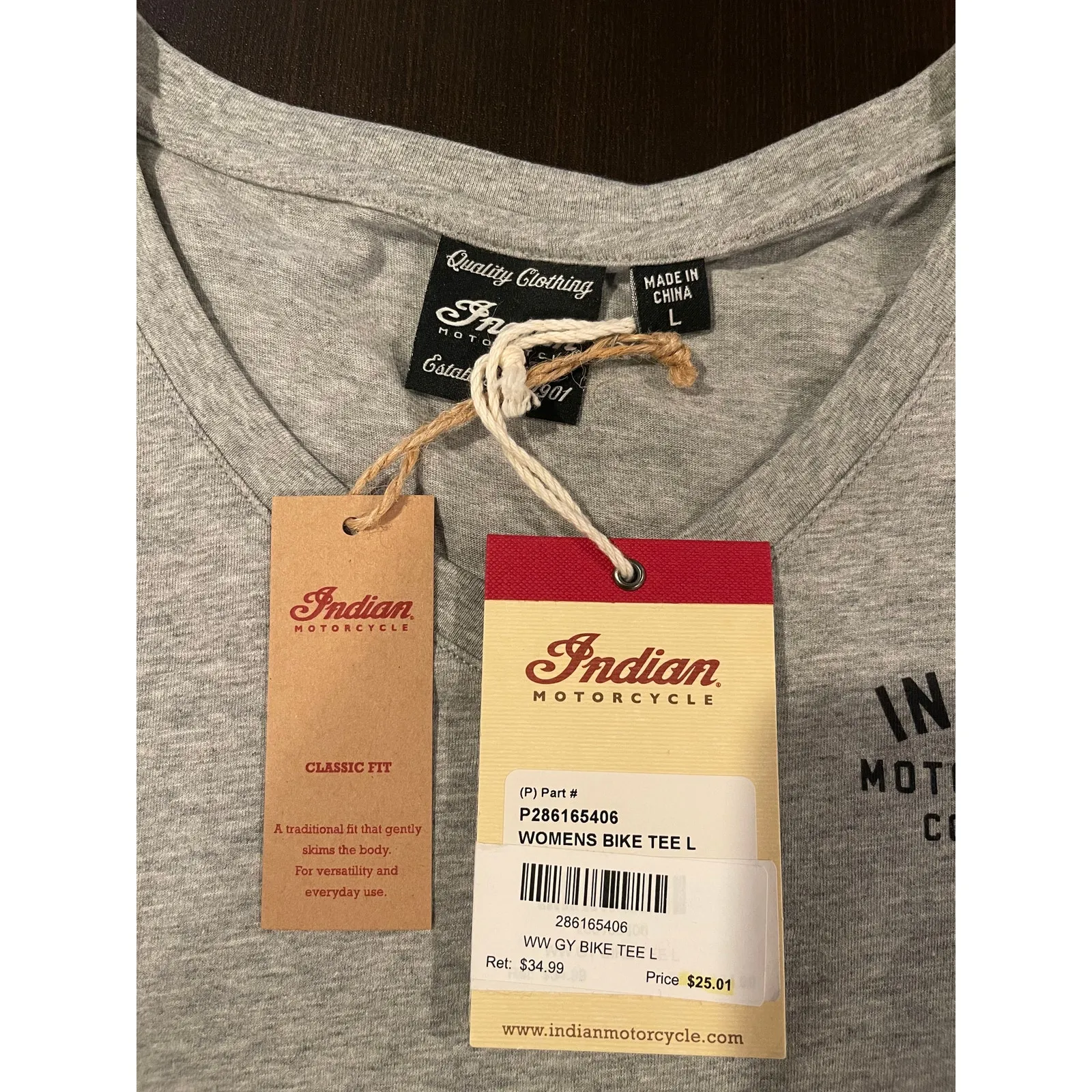 Indian Motorcycle Bike Tee Large Gray - Image 5