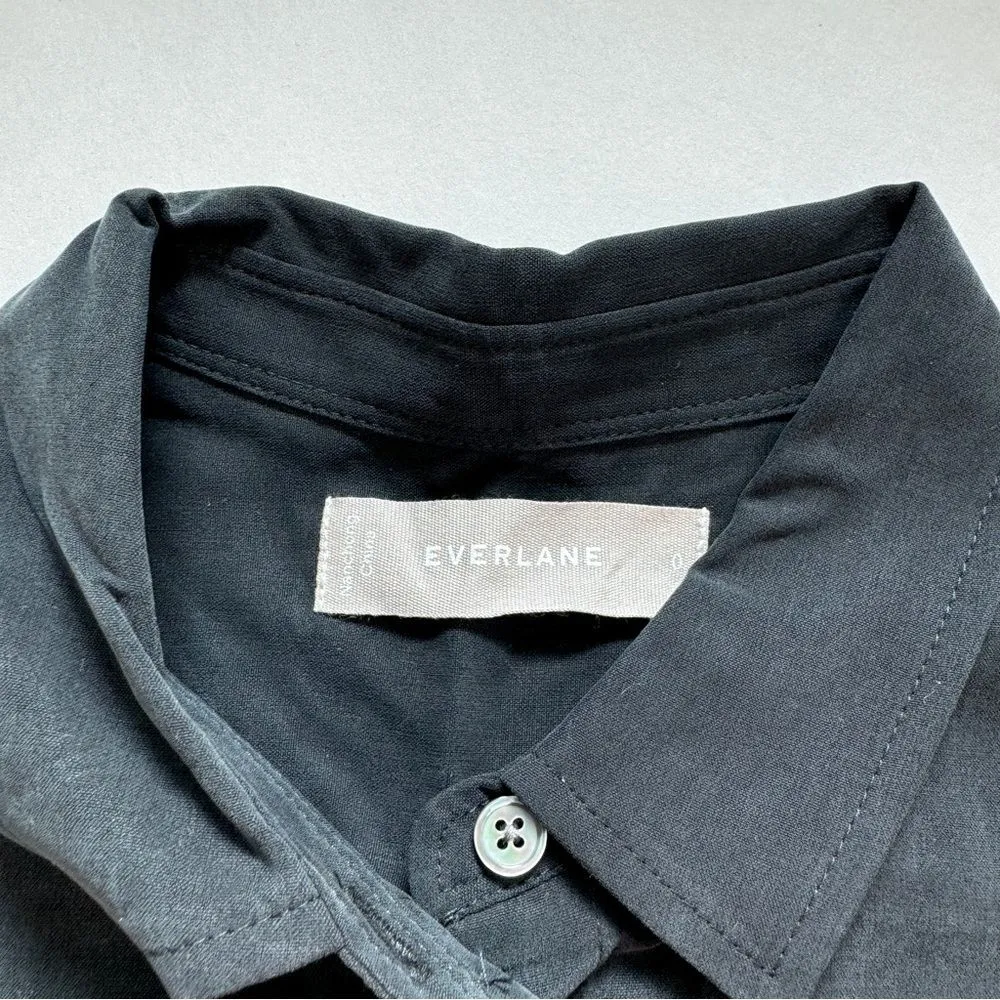 Everlane The Washable Clean Silk Two-Pocket Relaxed Shirt Black Size 0 NWOT - Image 3