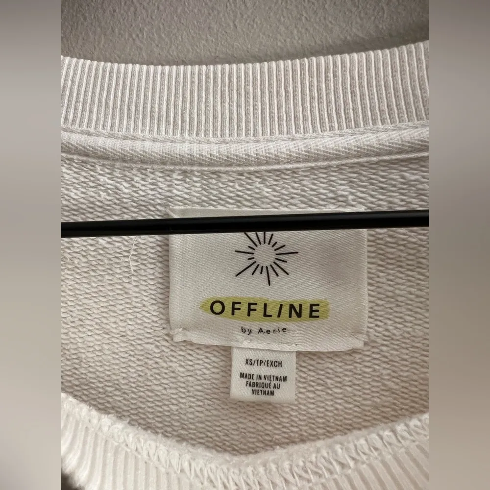 Aerie offline white tacos and tennis spell out sweatshirt long sleeve crew XS - Image 3
