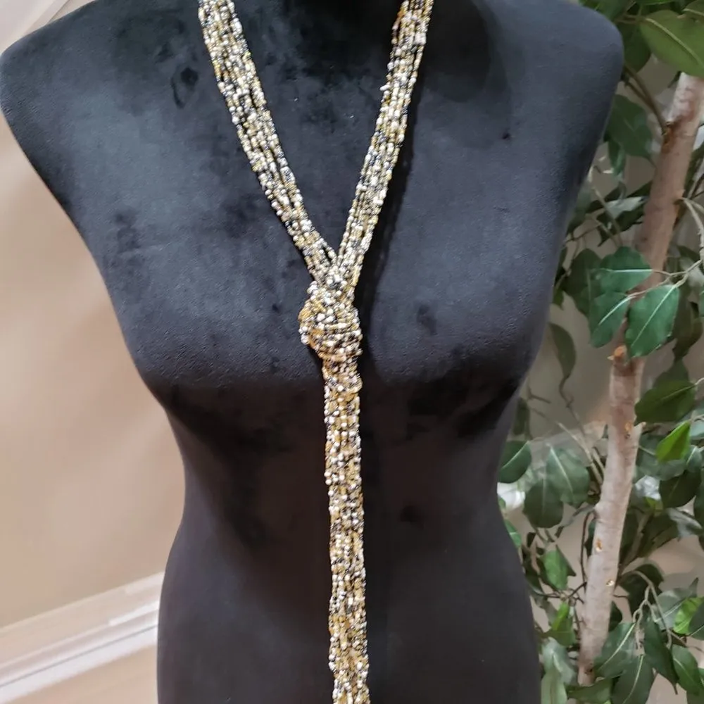 Women Fashion Alfani Tri Color Multi Strand Rope Knot Mixed Long Collar Necklace Black - Image 2