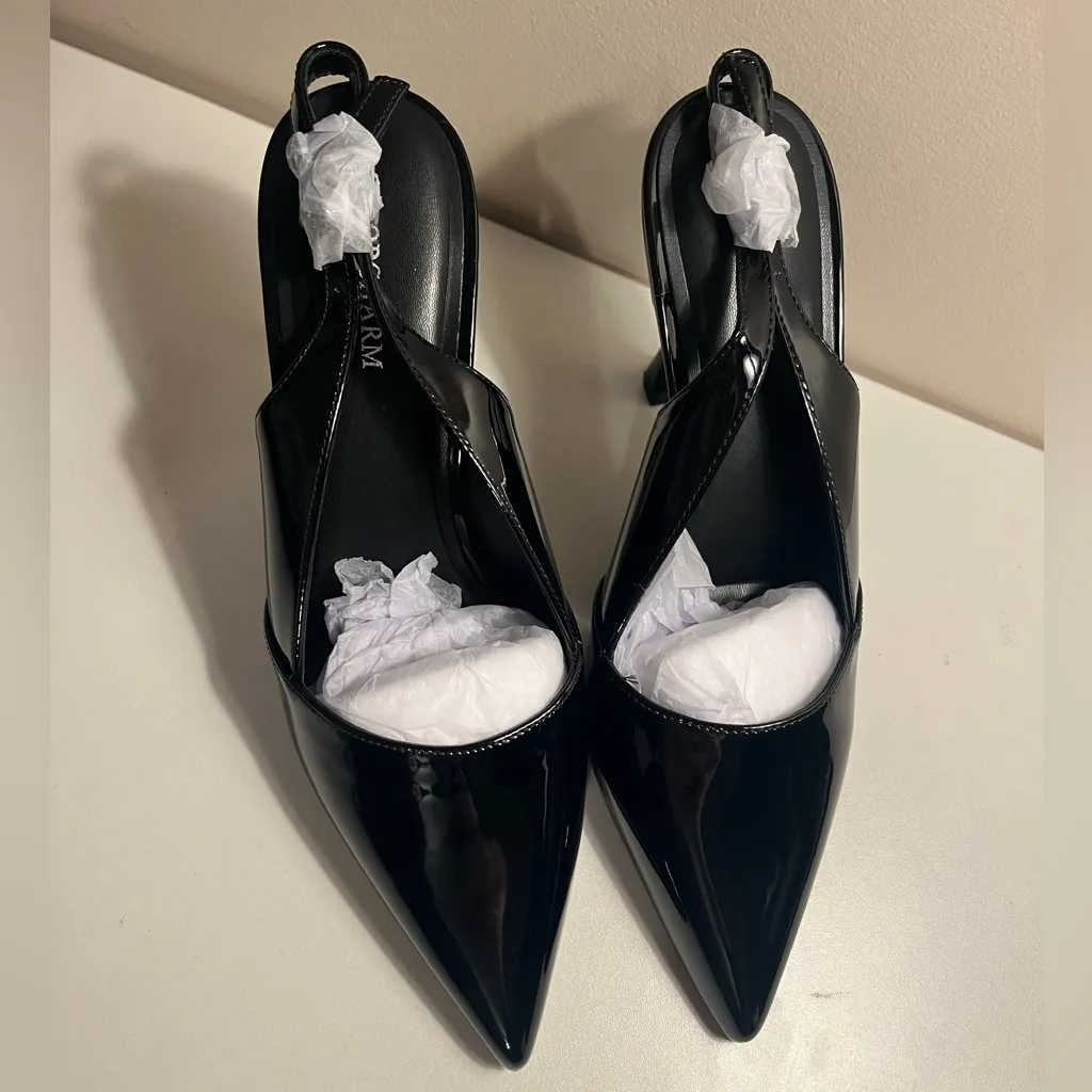 New in box Loopcharm Black PU Slingback Pointed Toe Pumps 3.15” Heel Size 8 - Image 5