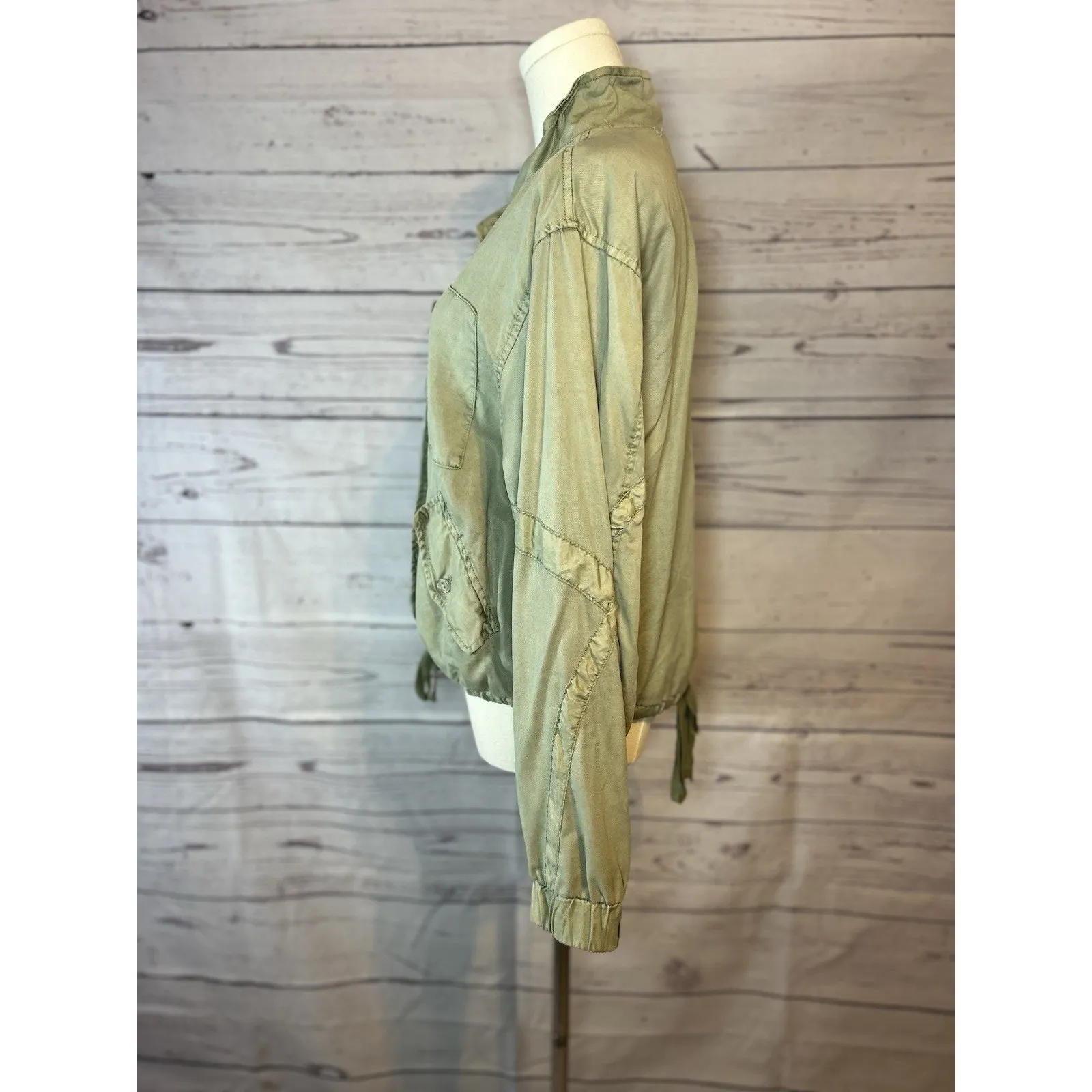 YOUNG FABULOUS & BROKE TENCEL "CLARA" SAGE GREEN UTILITY JACKET SIZE SMALL - Image 5