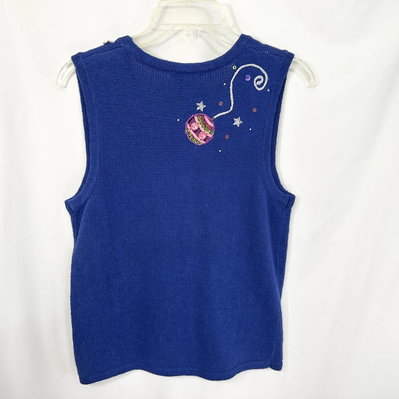 Kim‎ Rogers Small Christmas Vest Holiday Ornament Royal Blue Sweater Ugly 1707 - Image 2