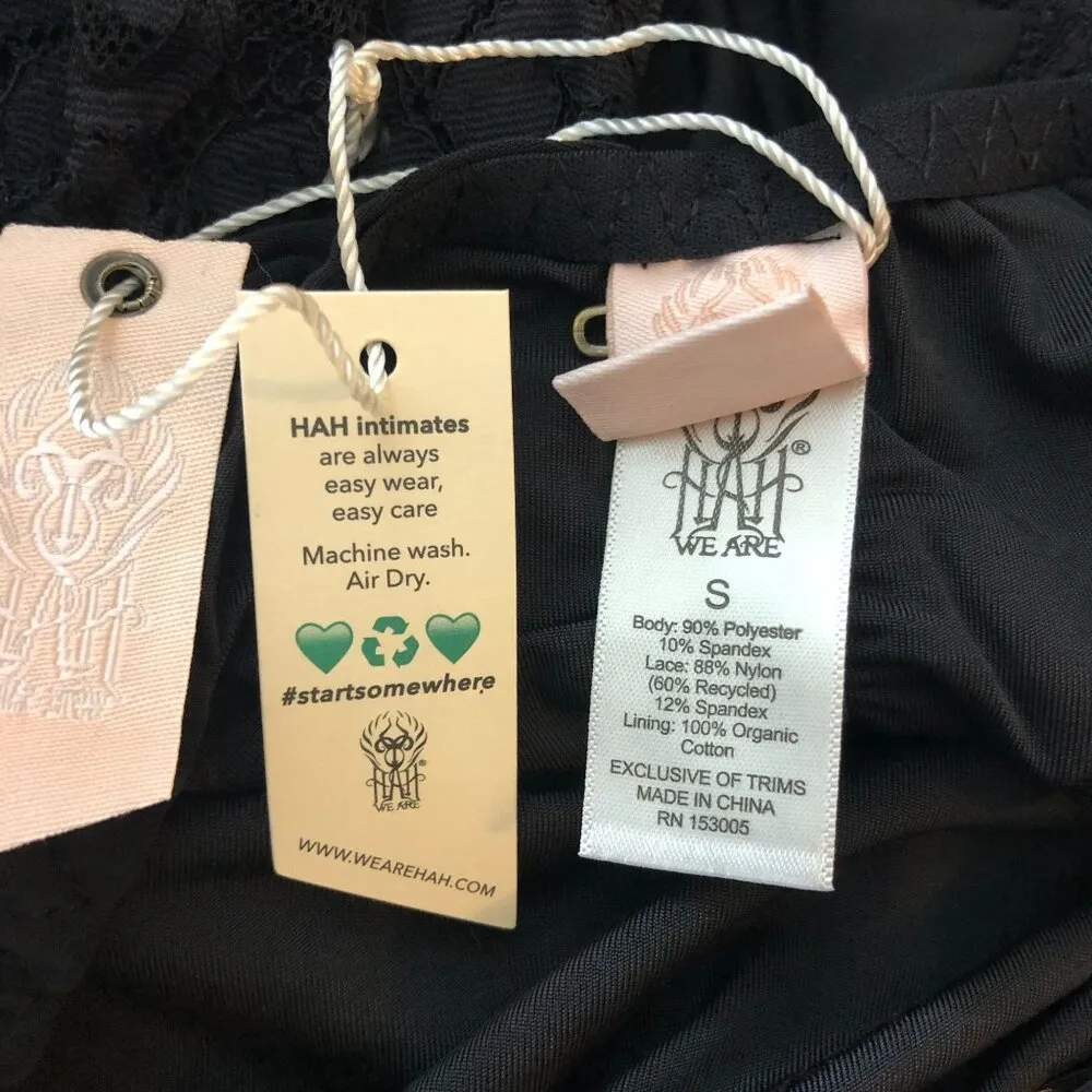 We Are HAH Free People Back Off Bodysuit Lingerie Lace Trim Black Noir S - Image 5