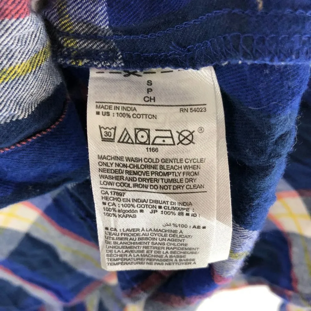 Old Navy Womens The Classic Flannel Shirt Cotton Button Down Pocket Plaid Blue S - Image 4