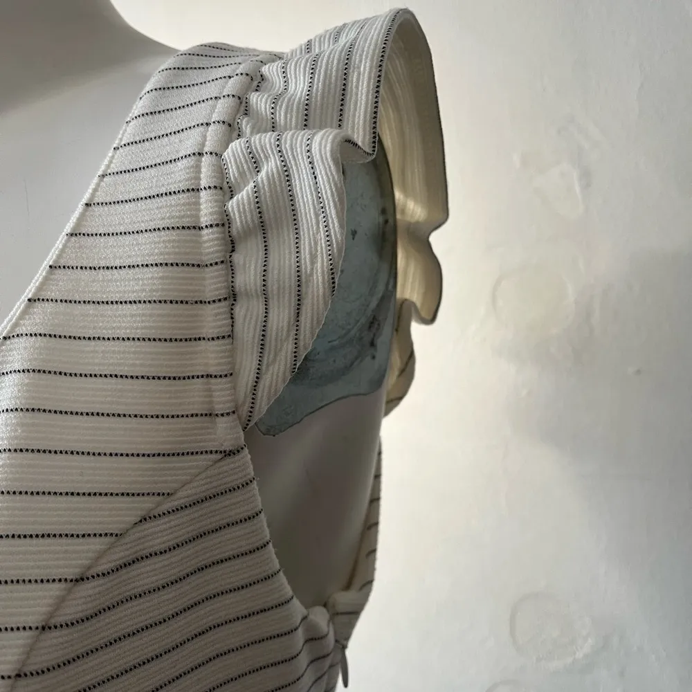 Anthropologie Maeve sunland white striped ruffled flutter sleeve midi dress 6 - Image 9