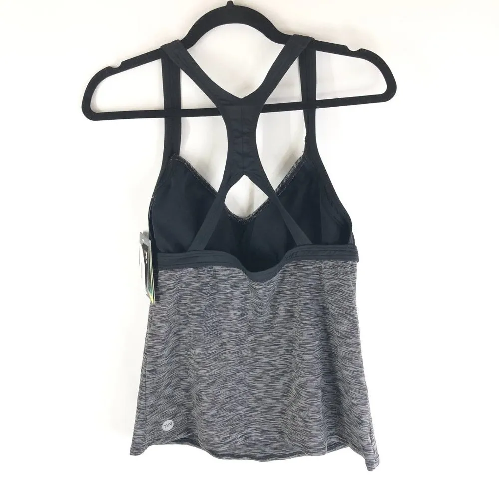 TYR Womens Sonoma Ambu Tankini Top Built In Bra Contour Cups Striped Gray L - Image 4