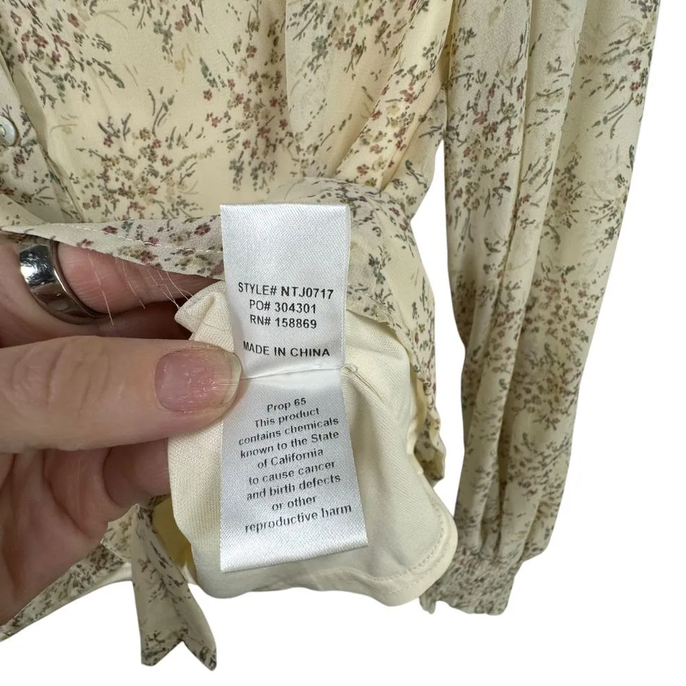 Coquette Promesa Floral Ruffle Long Sleeve Blouse Romantic CottageCore Top M Y2K - Image 5