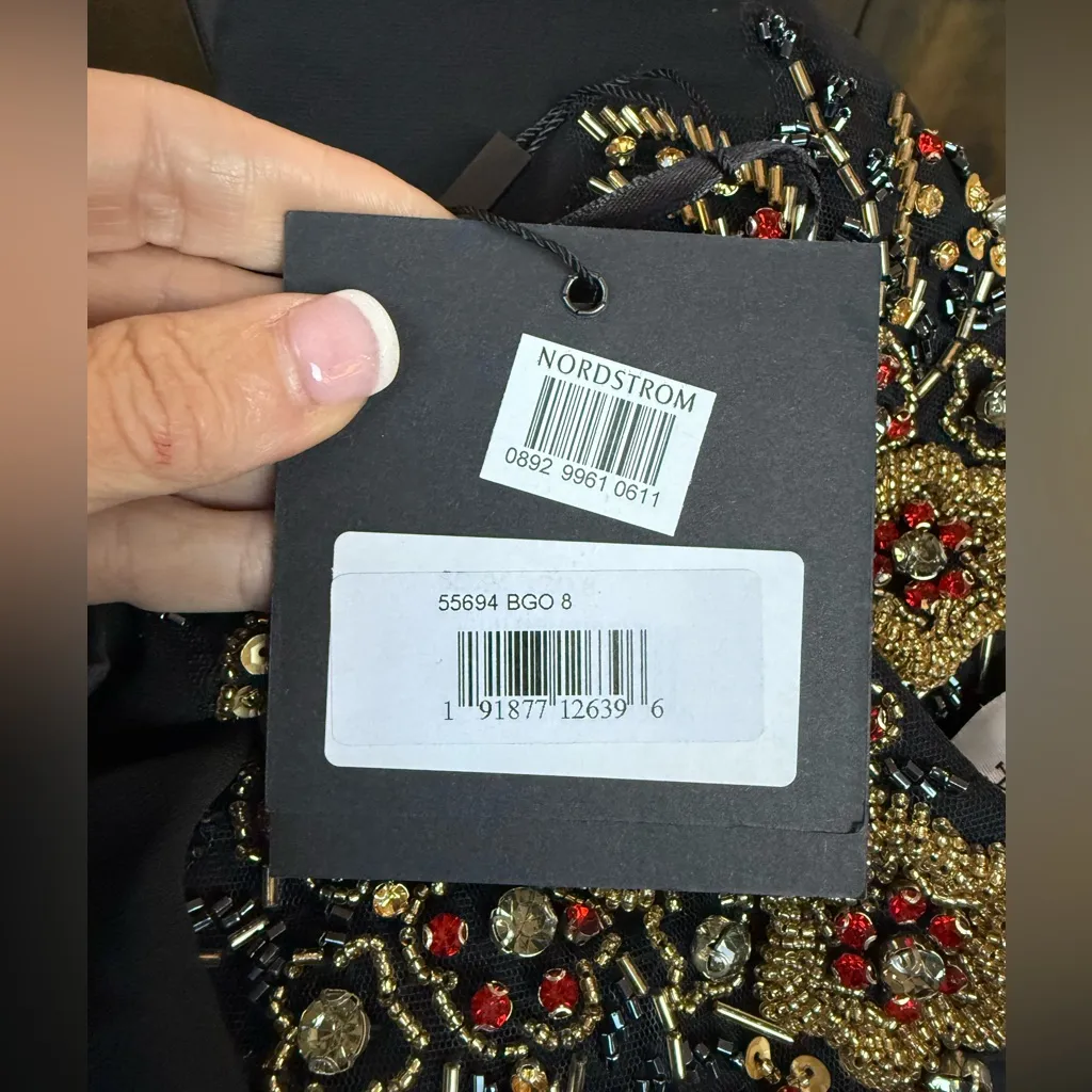 NWT Mac Duggal 55694 Embellished Black Blouson Sleeve Formal Evening Gown Sz‎ 8 - Image 6