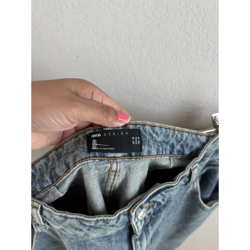 ASOS Women’s Long Denim Skirt Front Split Straight Line Grunge‎ Skate Size 14 - Image 9