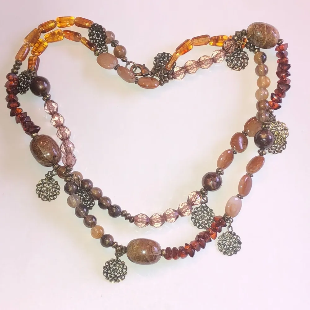 Cookie Lee Neutral Tones Boho Beaded Necklace - Image 2