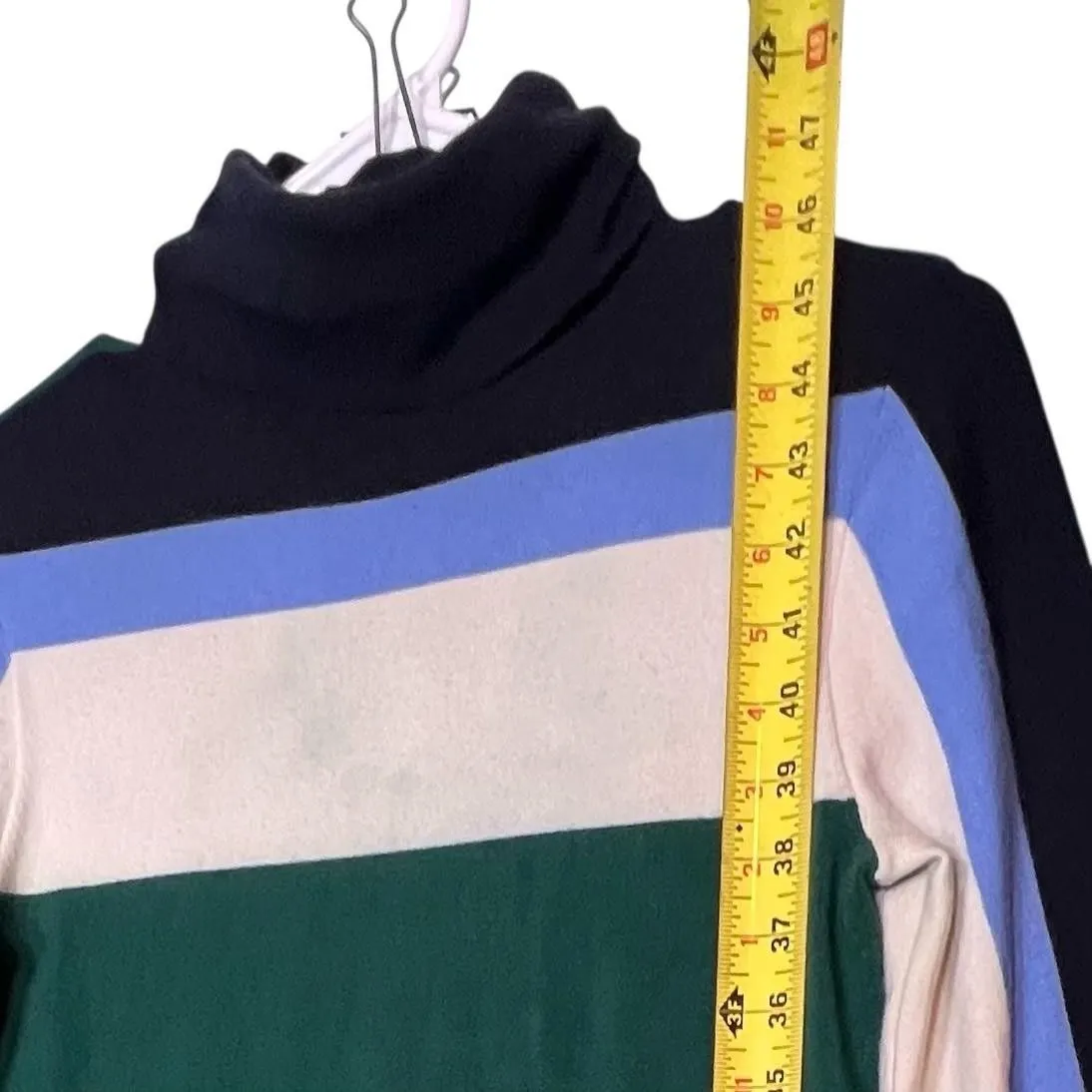 Tory Burch Sweater Dress Womens Sm Green Colorblock Turtleneck Merino Wool Midi - Image 5