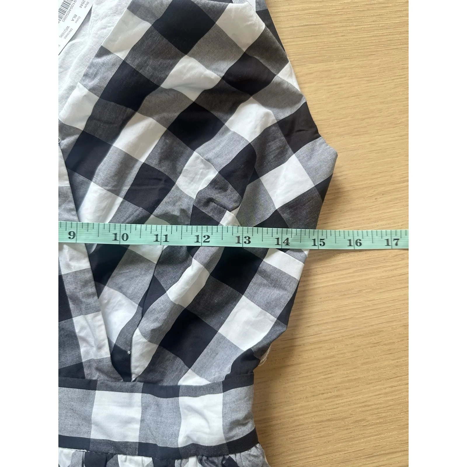 JCREW BLACK GINGHAM POPLIN RUFFLE MIDI DRESS SIZE 0 NWT - Image 7