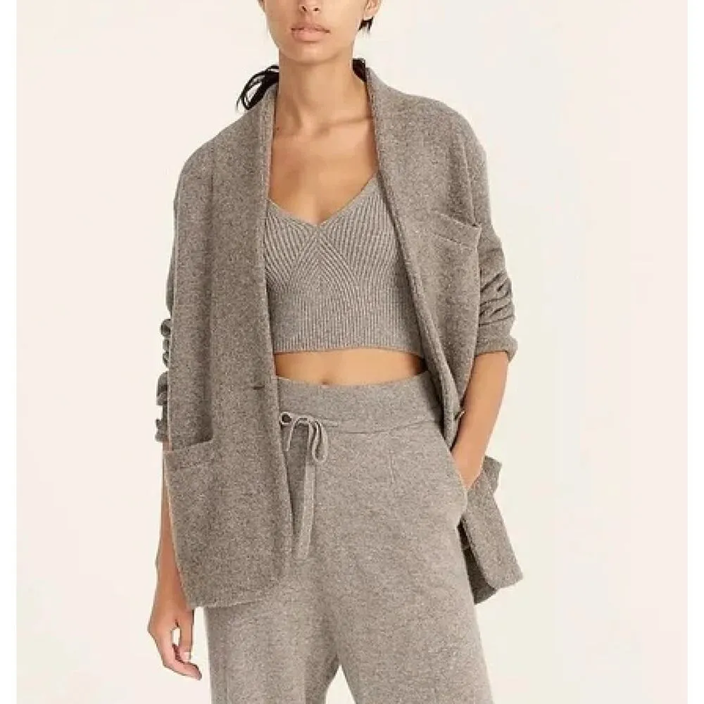 NWT J.Crew Cocoon Sweater Blazer Wool Merino Alpaca in‎ Light Gray, Size XS Gray - Image 2