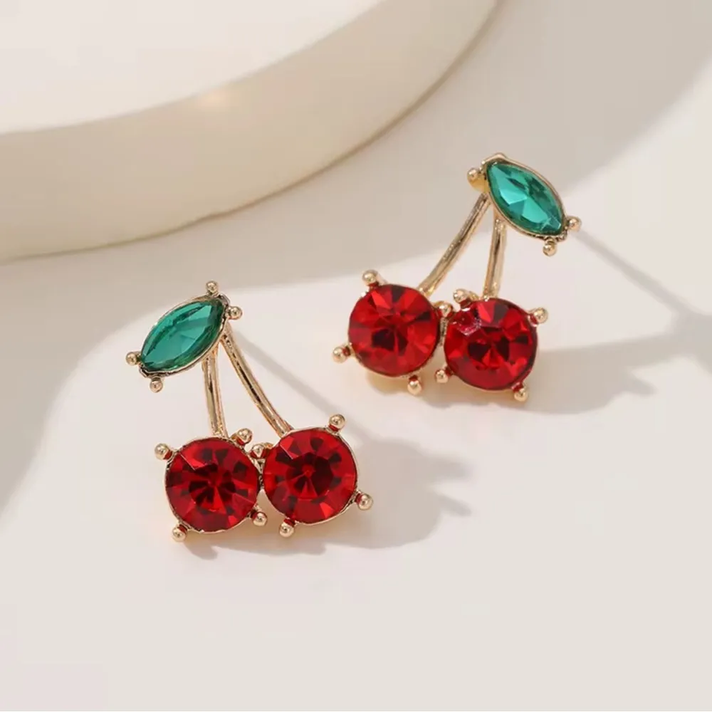 Cherry Gemstone Earrings Red - Image 4