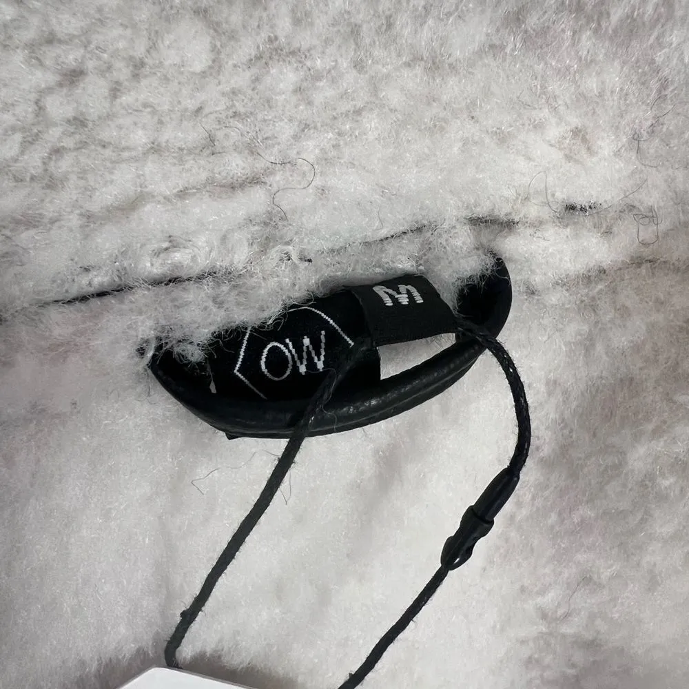 OW Collection STOCKHOLM JACKET Faux Leather Shearling Lined Biker Black M Size M - Image 7