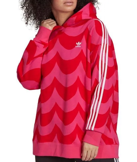 Adidas Women's Originals X Marimekko Hoodie In Vivid Red/team Real Magenta Red Size XS - Image 16