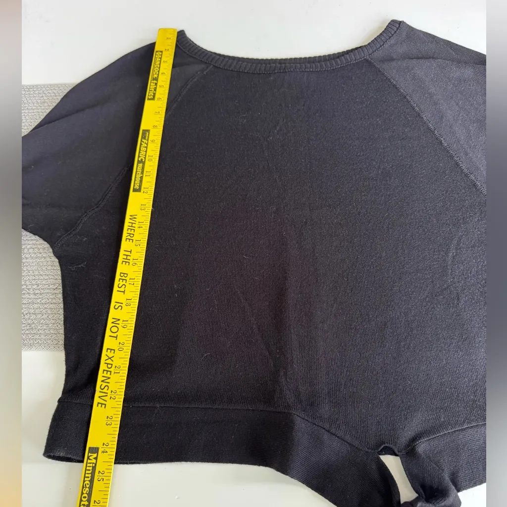 Express Black Off the Shoulder Boat Neck Tie Hem Sweater Size XS - Image 7