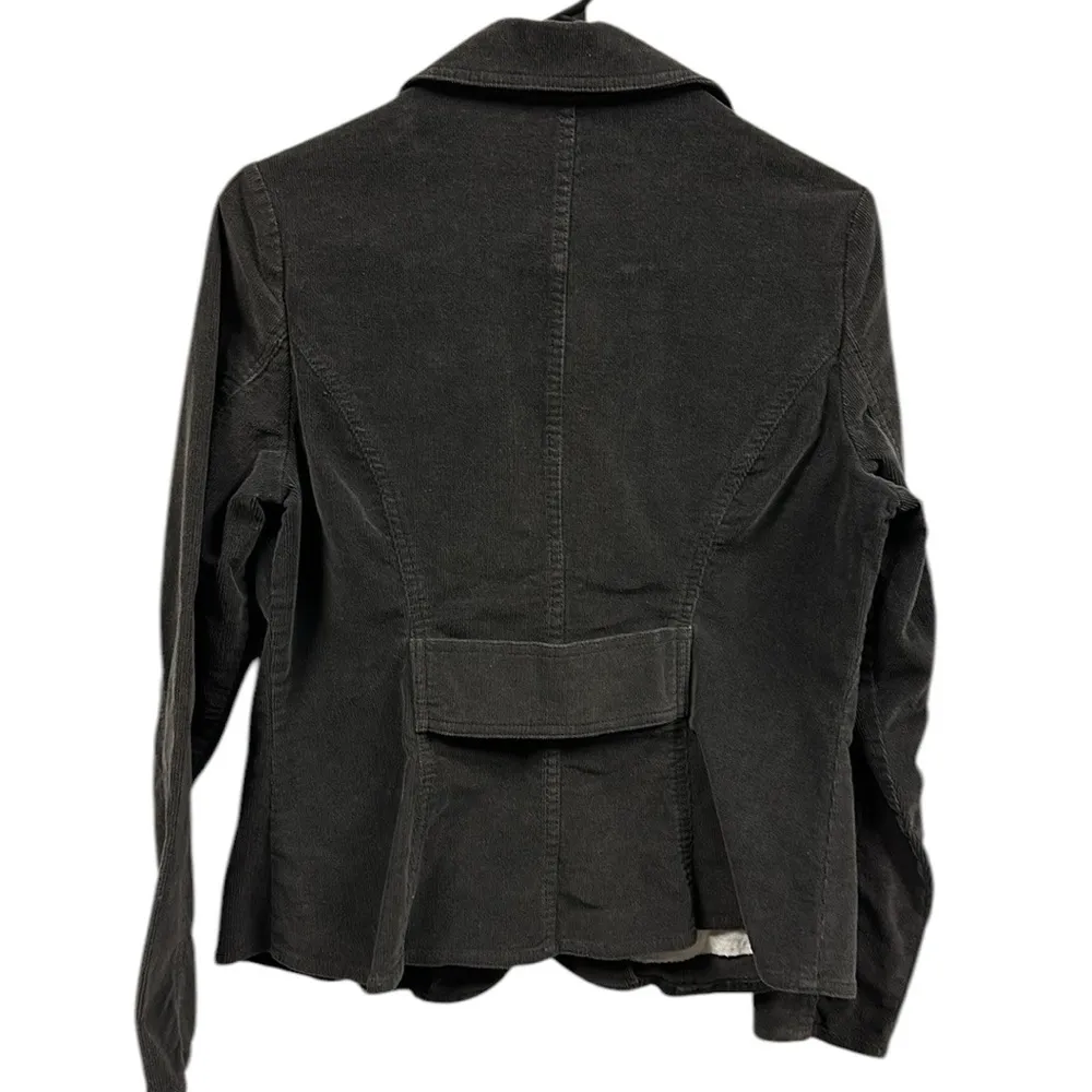 Vintage Fashion Bug Corduroy Charcoal Cotton Stretch Gray Blazer Jacket Size 6 - Image 2