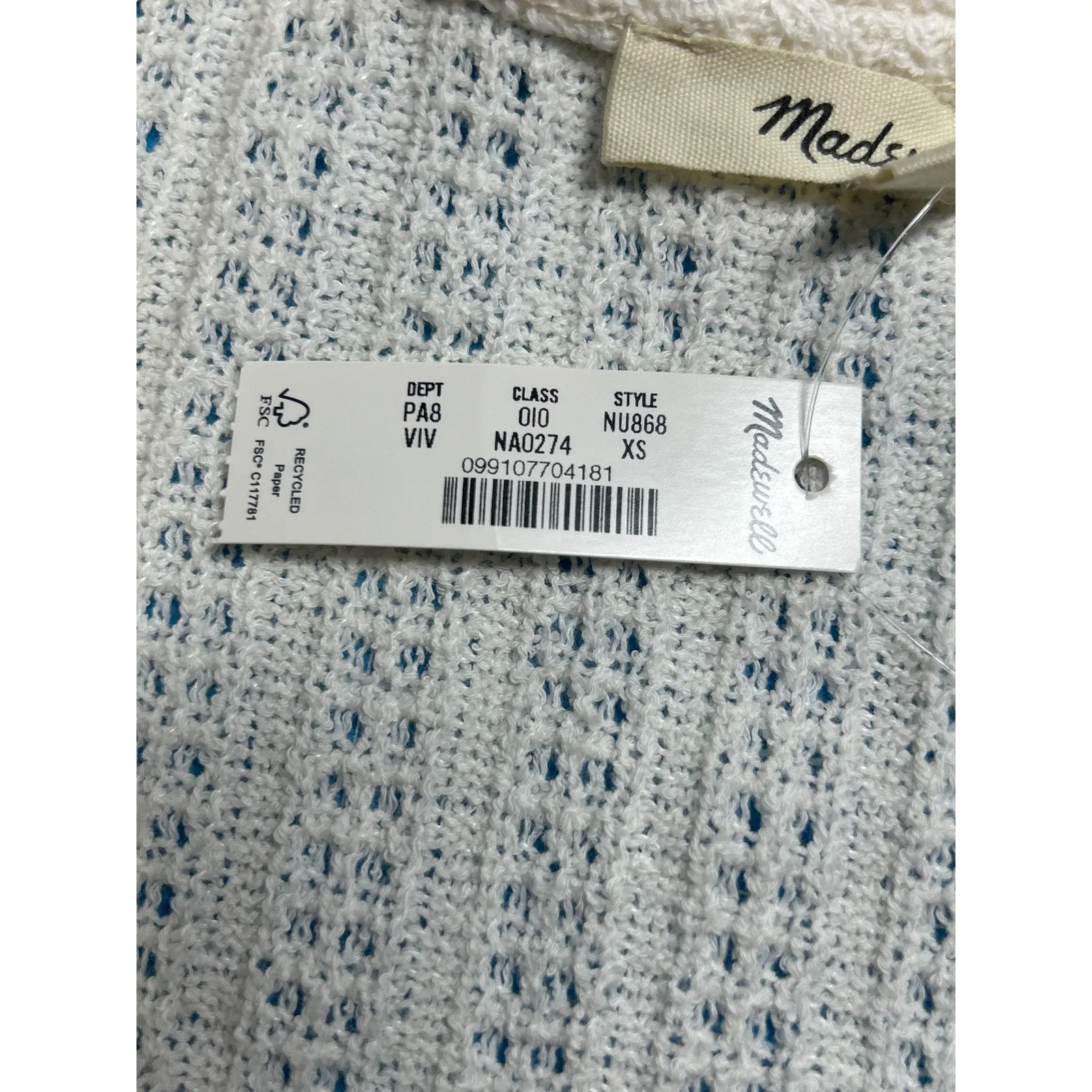 Madewell Women's Crochet Knit V-Neck Sleeveless Sweater Vest Ivory XS New - Image 9