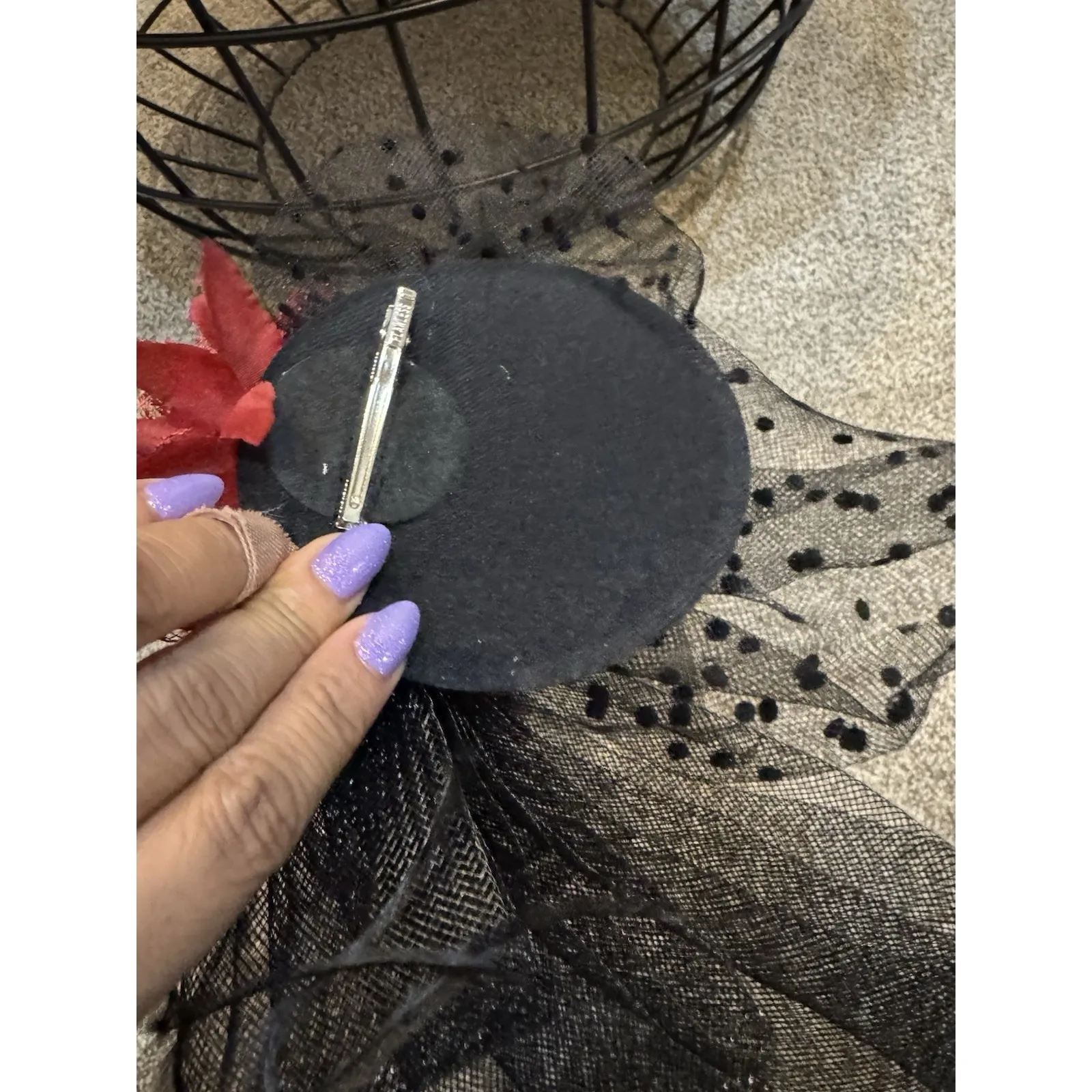 Fascinator Women Tea Party Headband Cocktail Flower Hair Clip Feather Red - Image 3