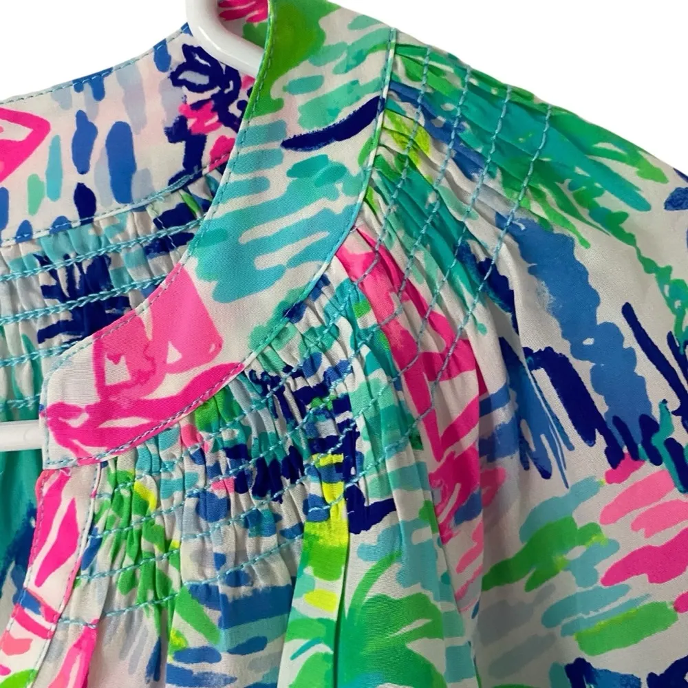 Lilly Pulitzer Elsa Silk Blouse Salt In the Air Sailboat Print size medium - Image 4