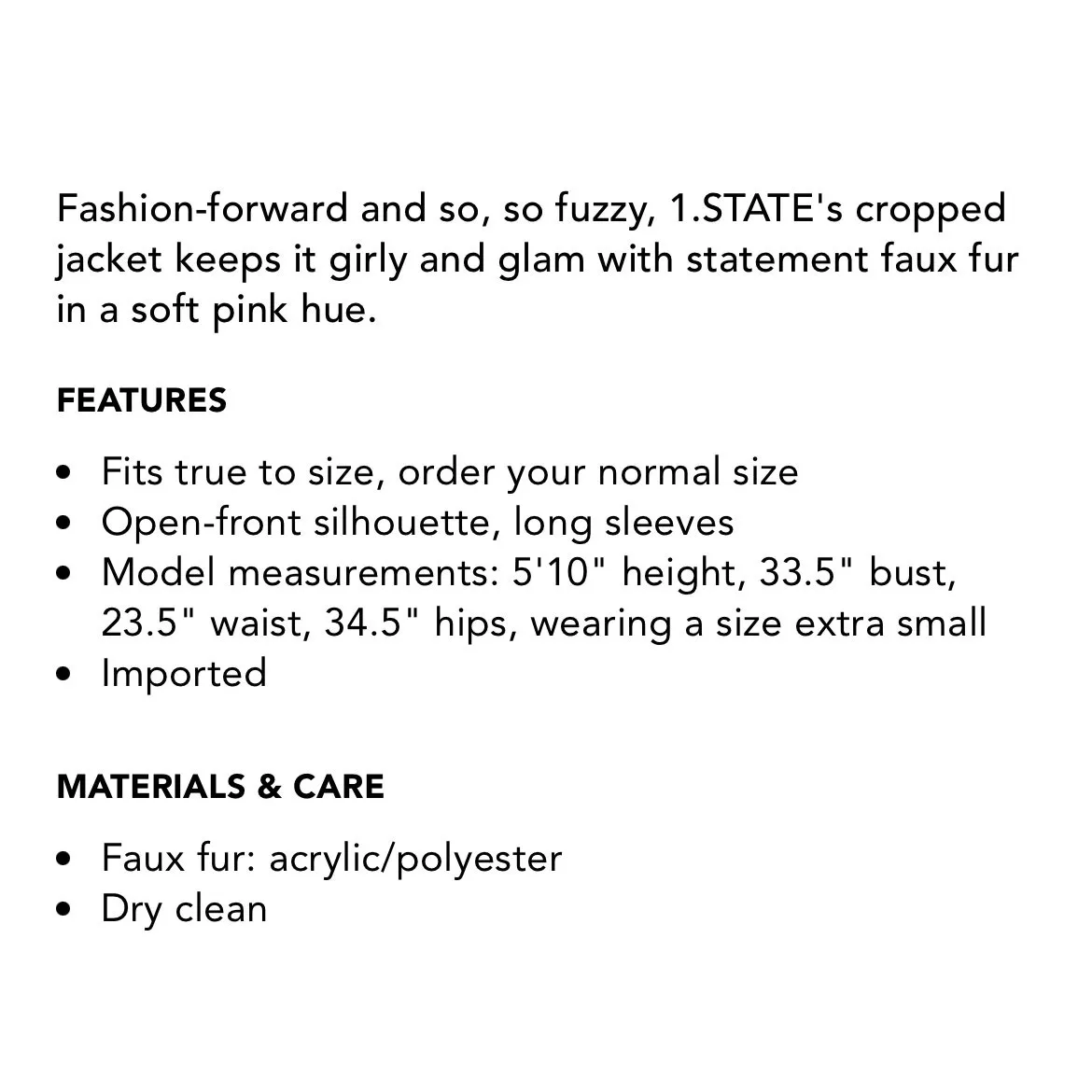 1.State 1State Faux Fur Shaggy Cropped Jacket Mauve Rose Pink Glam Fun womens L - Image 15