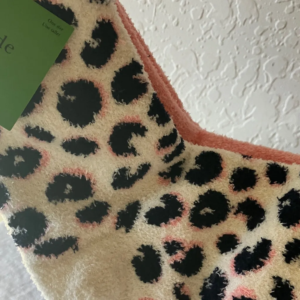 Kate Spade: Pink/Navy/Animal Print “Fuzzy” Home Socks- Crew - Image 10