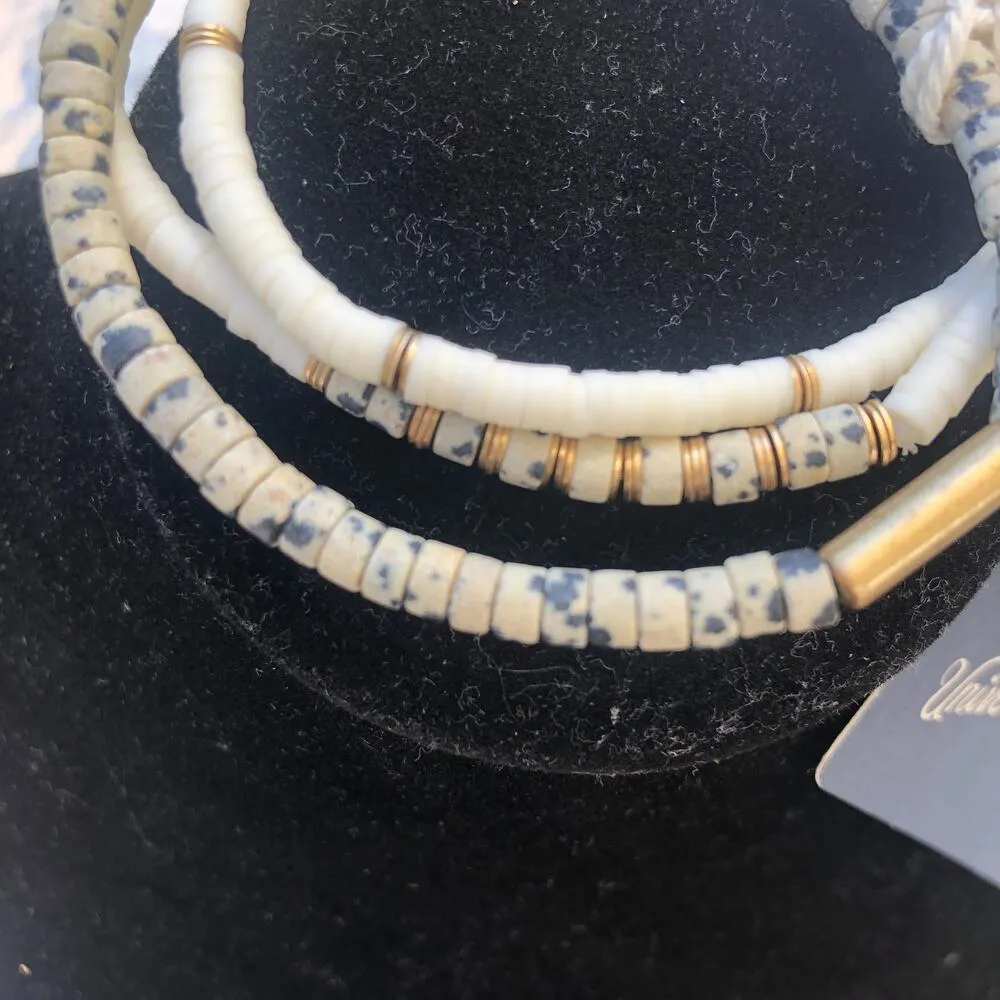 Universal Thread NWT Boho Cream Blue Beaded Genuine Stone Multi Strand Bracelet - Image 2