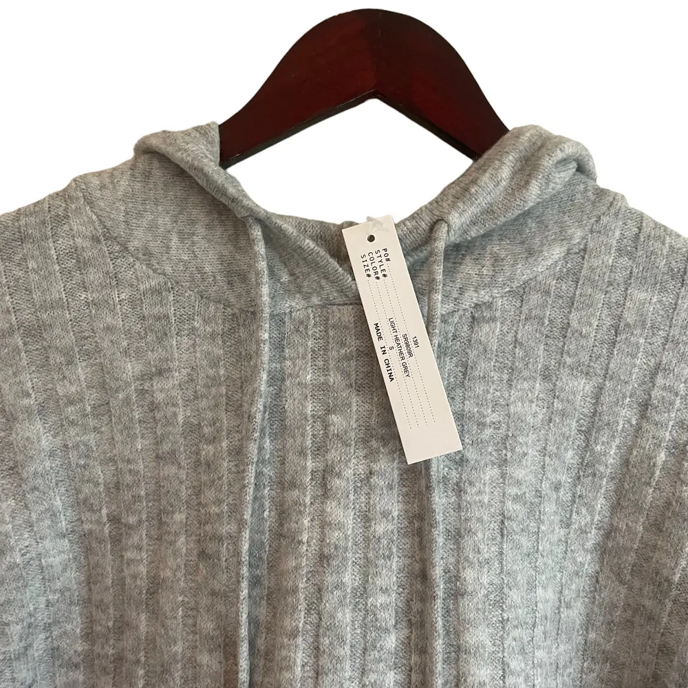 Sweet Romeo Hoodie Women Small Knit Top Adjustable Long Sleeve Ribbed Pullover - Image 4