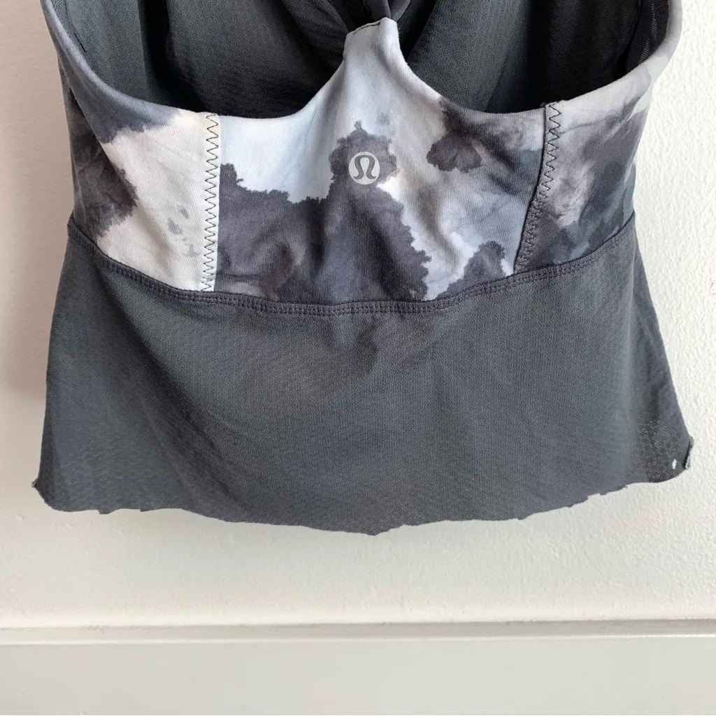 Lululemon White Coal Tinted Canvas Super Cross My Heart Tank *Cropped * - Image 8