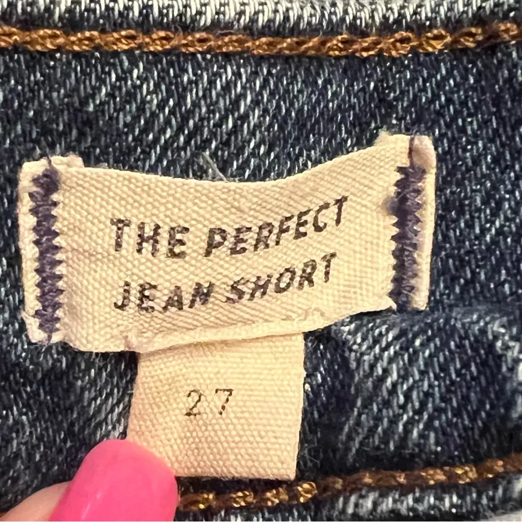 Madewell The Perfect Jean Short Blue Denim Cut-Off Raw Hem Shorts Size‎ 27 - Image 9