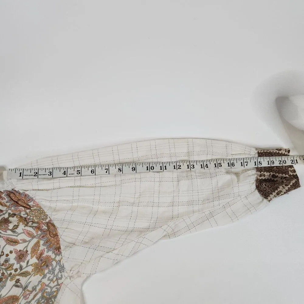 Gimmicks Mixed Print Floral Paisley Kimono Duster Cardigan Sz Small Boho Cottage Brown - Image 16