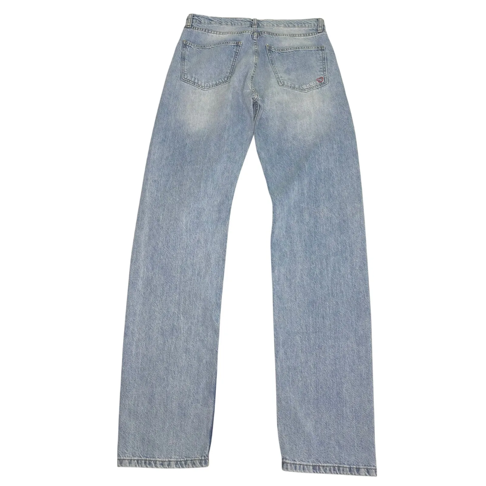 Djerf Avenue Relaxed Washed Light Blue Tall Button Fly Straight Leg Jeans 26 - Image 3