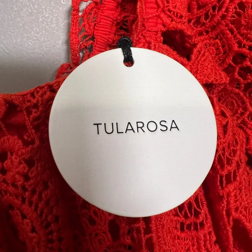NWT Tularosa Amelia Red Lace Crochet Cropped Off The Shoulder Blouse Top M - Image 11