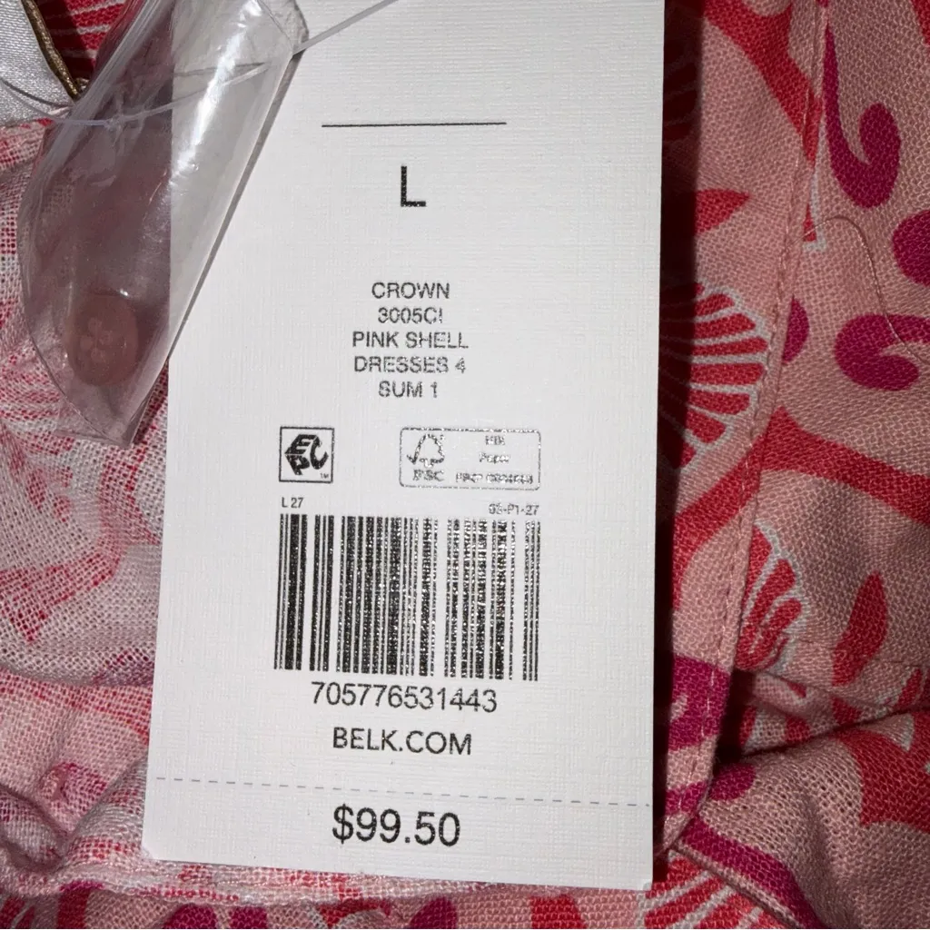 Crown & Ivy pink shells tired shirt dress Large NWT - Image 8