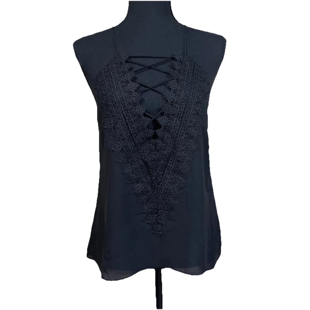 WAYF Posie Lace Camisole Small Black Cami Top Lace Dark Fairy Festival Witchy - Image 4