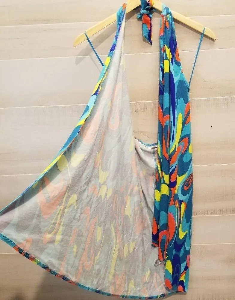 {M} Trina Turk Sarong Swim Cover Up Multiple Ways To Wear Bright Multicolored - Image 6