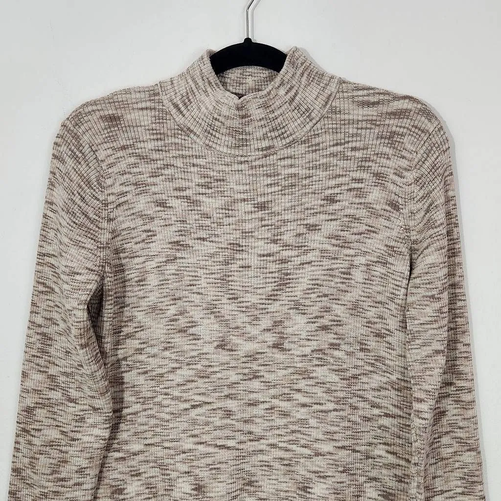 Market & Spruce Light Brown Mock Turtleneck Sweater NWT Sz Large Ribbed Knit Top - Image 2