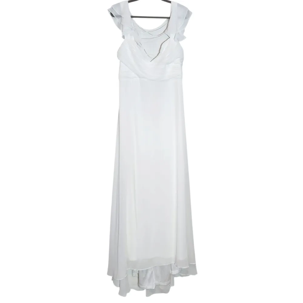 Lulus White Ruffle Sleeve Wedding Dress with Lace-up Back NWT Size XL - Image 3