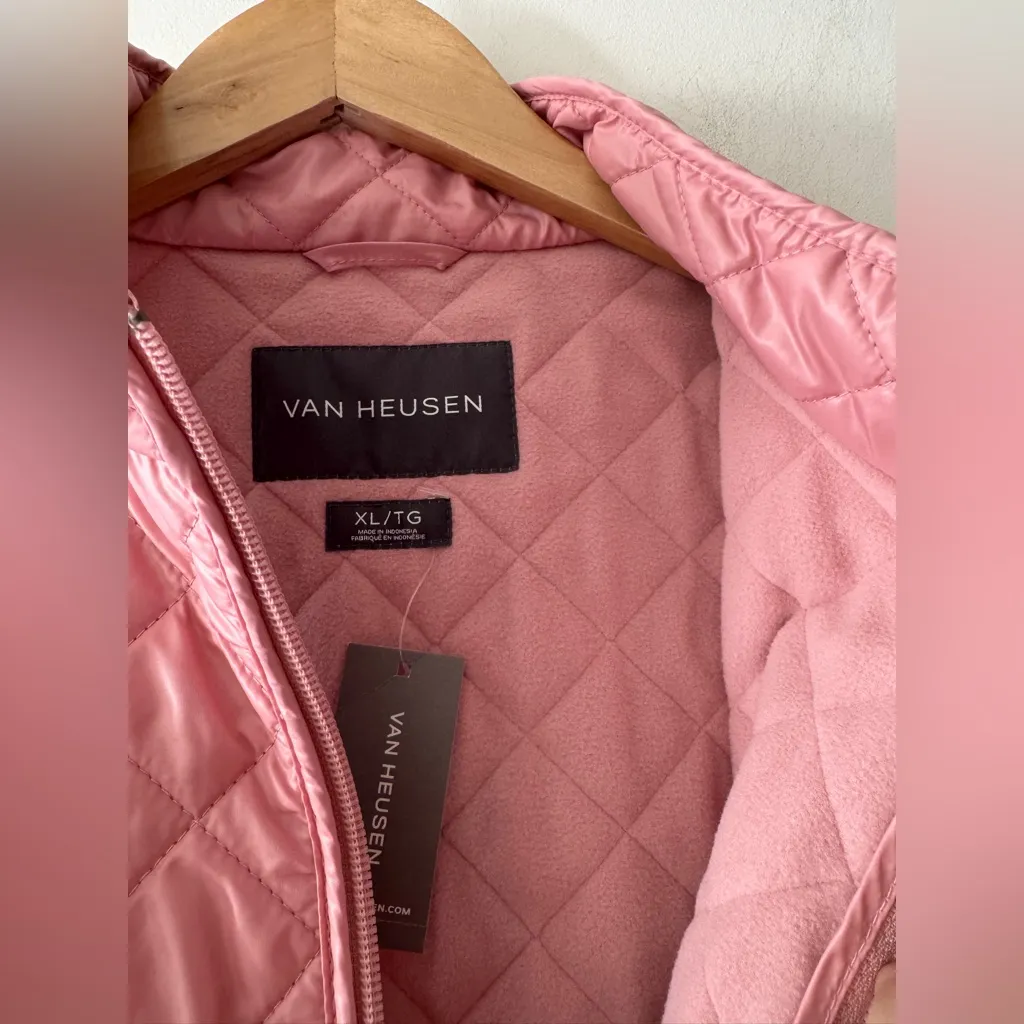 NEW!! Van Heusen Light Pink Quilted Vest Zip Up Jacket - Image 5