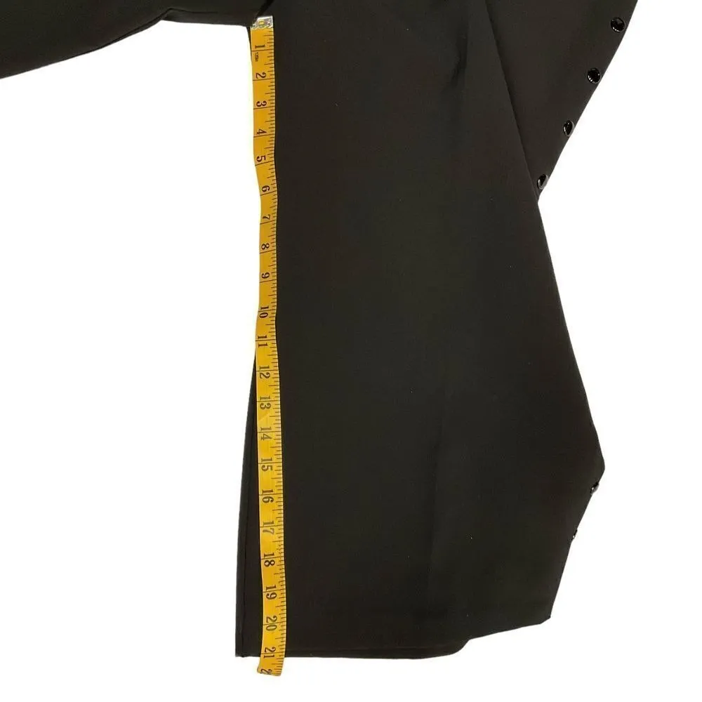 Donna Karan‎ DKNY Black Wide Leg Studded Cropped Pants Size 10 Stretch Pleated - Image 8