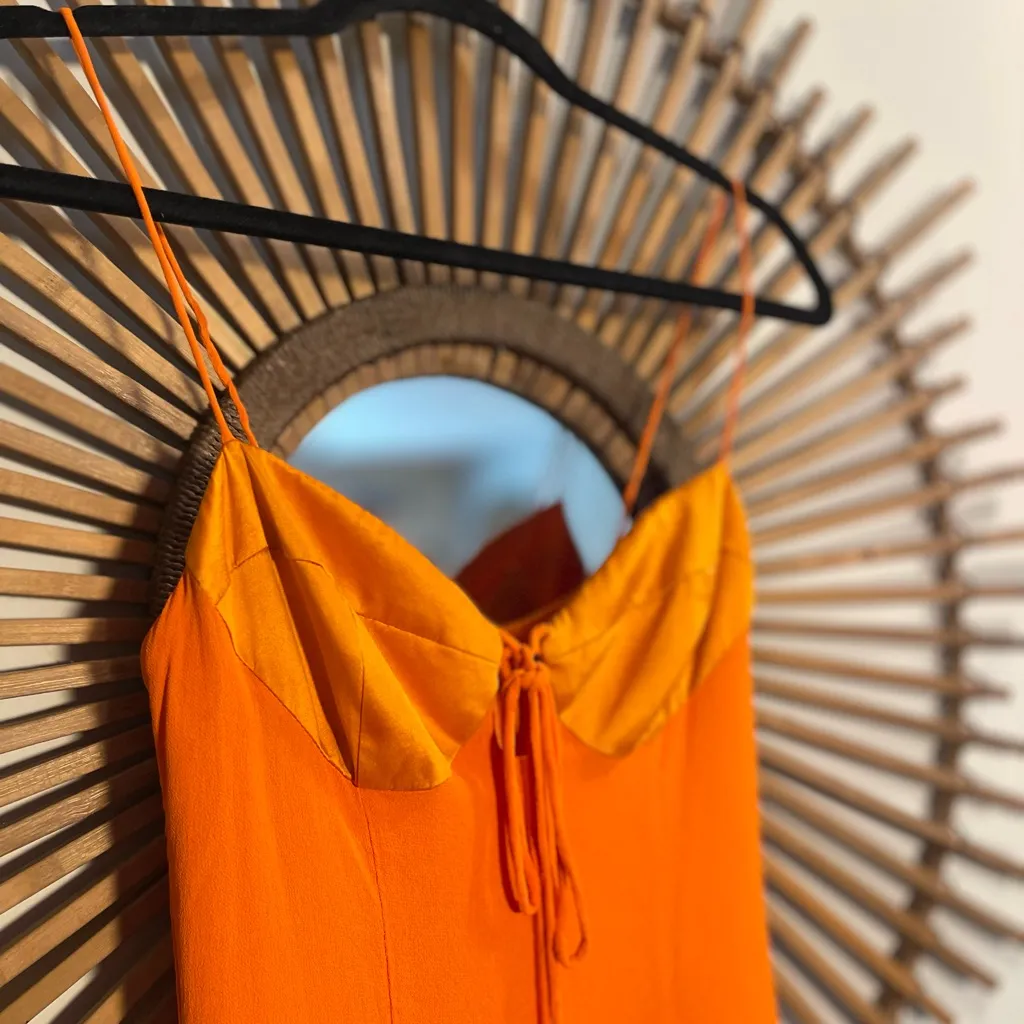 Reformation Women’s The Sea Orange Spaghetti Strap Mini Dress Double Tie 🧡 Size 0 - Image 8