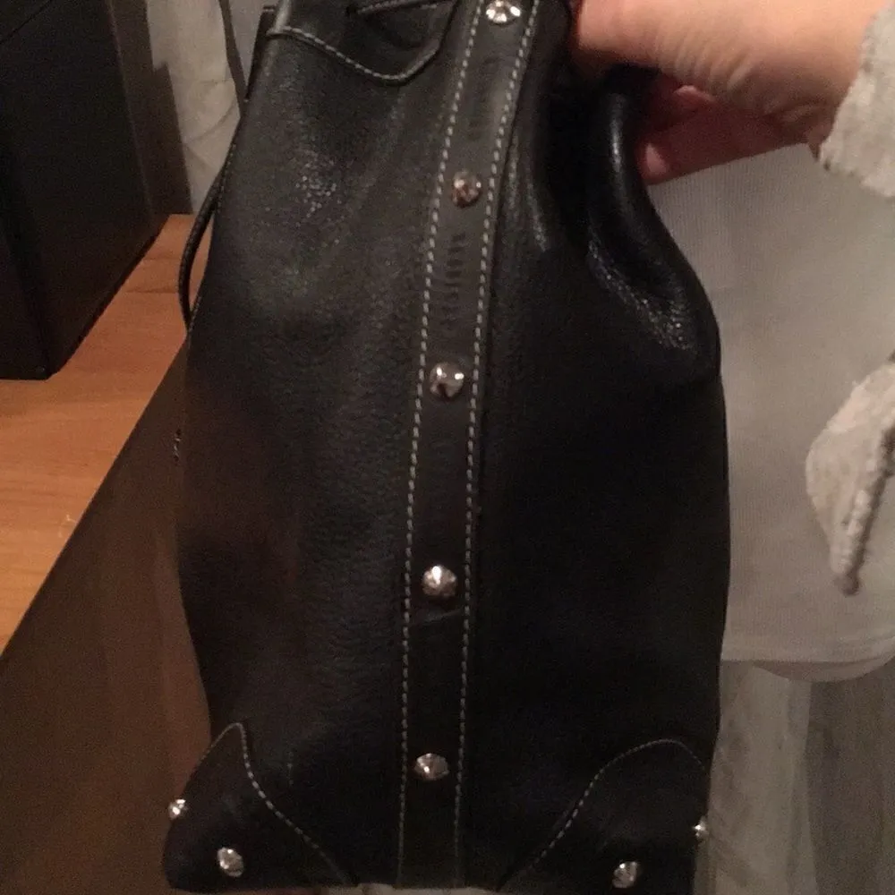 NWOT Kesslord Black Leather silver stud bucket bag - Image 5