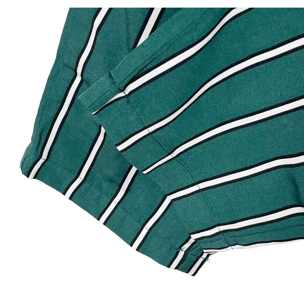 L’Academie Stripe Carla Paperbag Pants Green Women’s Size Small Belted Waist - Image 10
