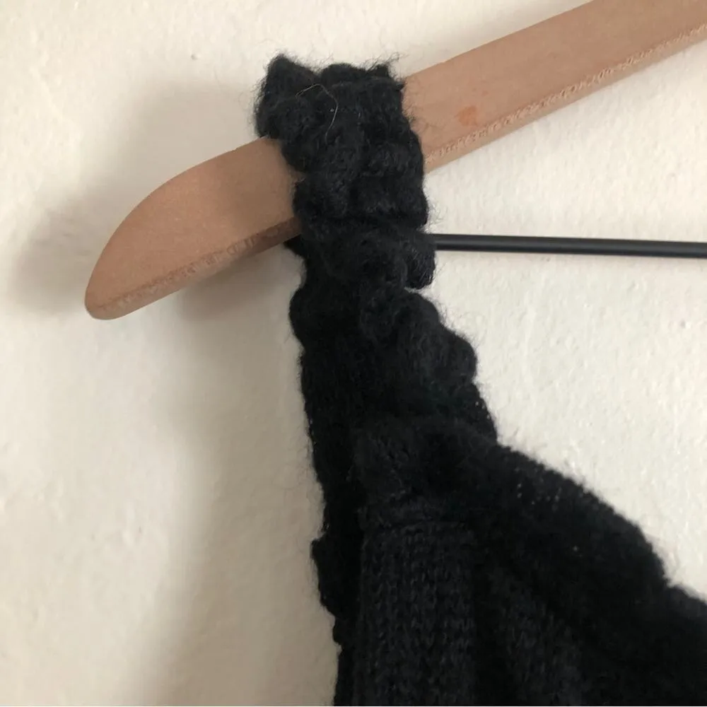 Tara Jarmon Kemi Black Knit Mohair Ruffle Neck Straps Peplum Tank Blouse Top Size 8 - Image 9