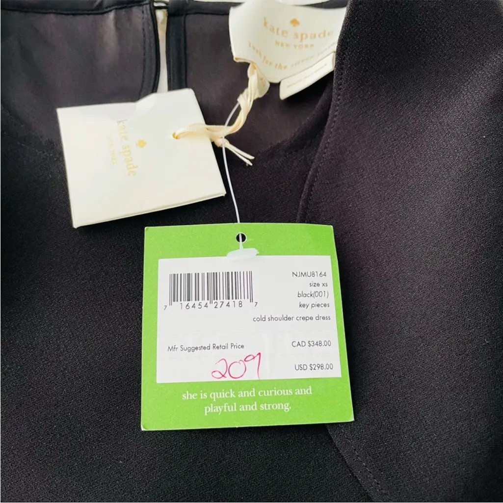 Kate Spade Cold Shoulder Crepe Dress W/ Keyhole Pearl Accent & Ruffled Sleeve - Image 6