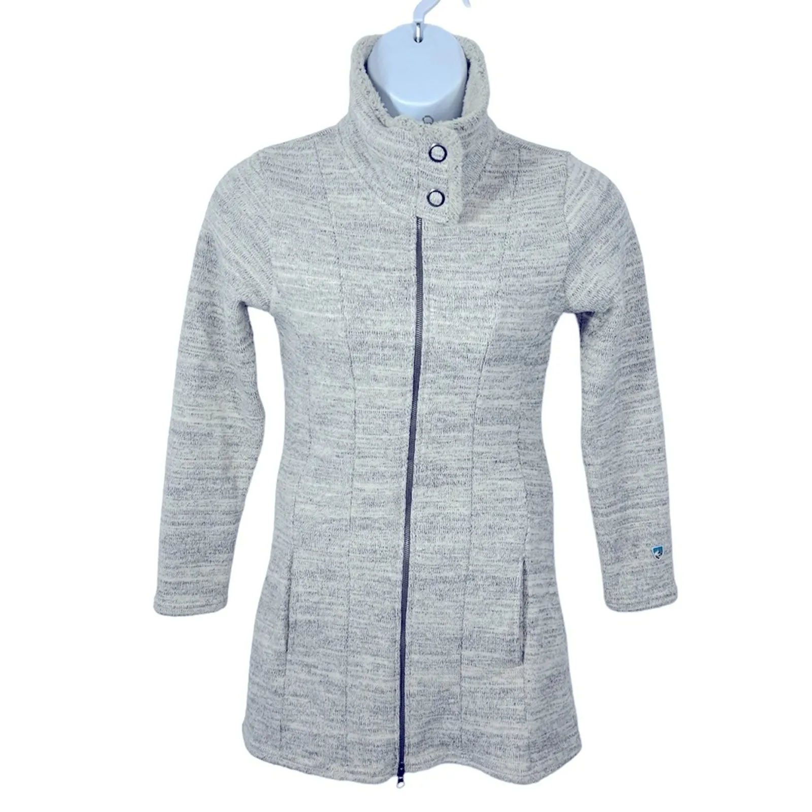 Kuhl Alaska Heather Gray/Black Marbled Zip Front Sweater Jacket Small - Image 3