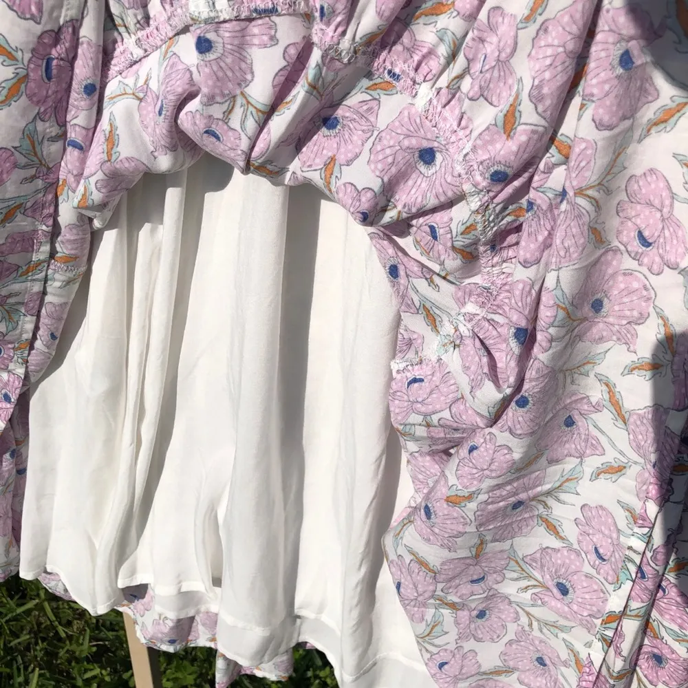 Haute Hippie  Pink Floral Print Sleeveless Prairie Ruffle Midi Maxi Dress M - Image 10